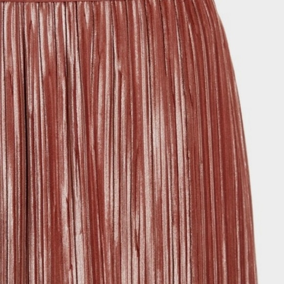 Pink Owl Velvet Pleated Champagne Skirt - Picture 2 of 7